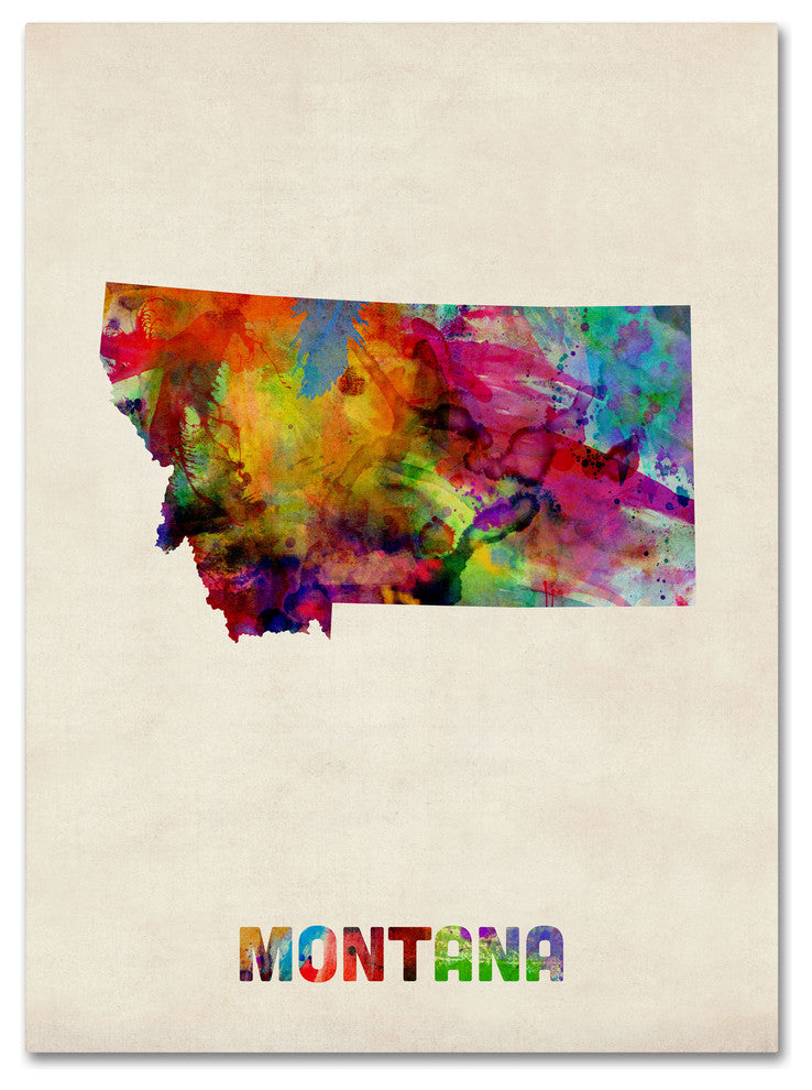 'Montana Map' Canvas Art by Michael Tompsett
