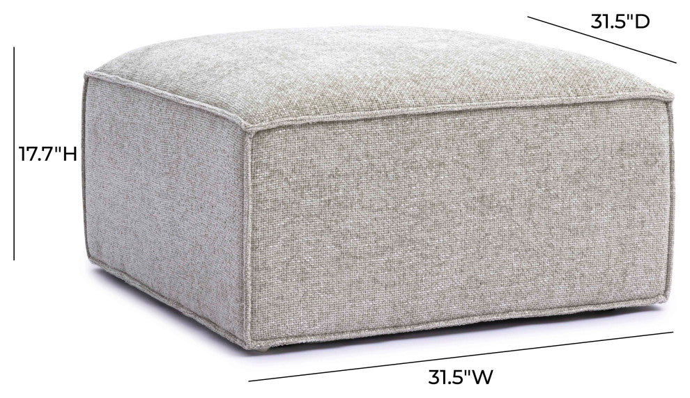 Mindy Chenille Basketweave Ottoman, Taupe