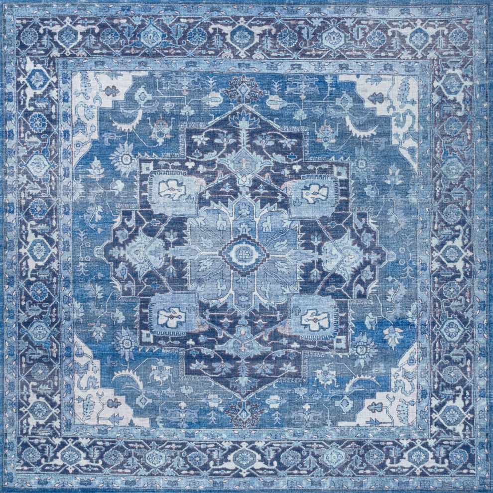 Maris Ornate Medallion Machine-Washable Area Rug