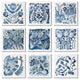 Abstract Botanical Birds Flowers Pattern Layered Watercolor, 9pc, each 12 x 12
