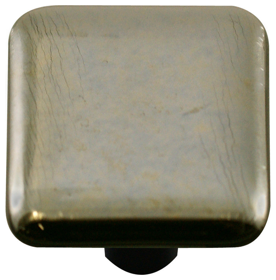 Art Glass Fractured Knob, Black Post, Silver