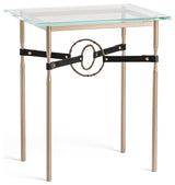 Equus Side Table, Soft Gold Finish, Bronze Accents, Black Leather Strap
