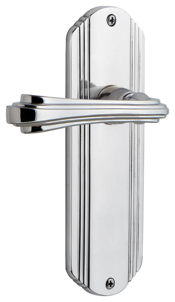 Deco Plate With Fleur Lever, Bright Chrome, Passage, Non-Handed