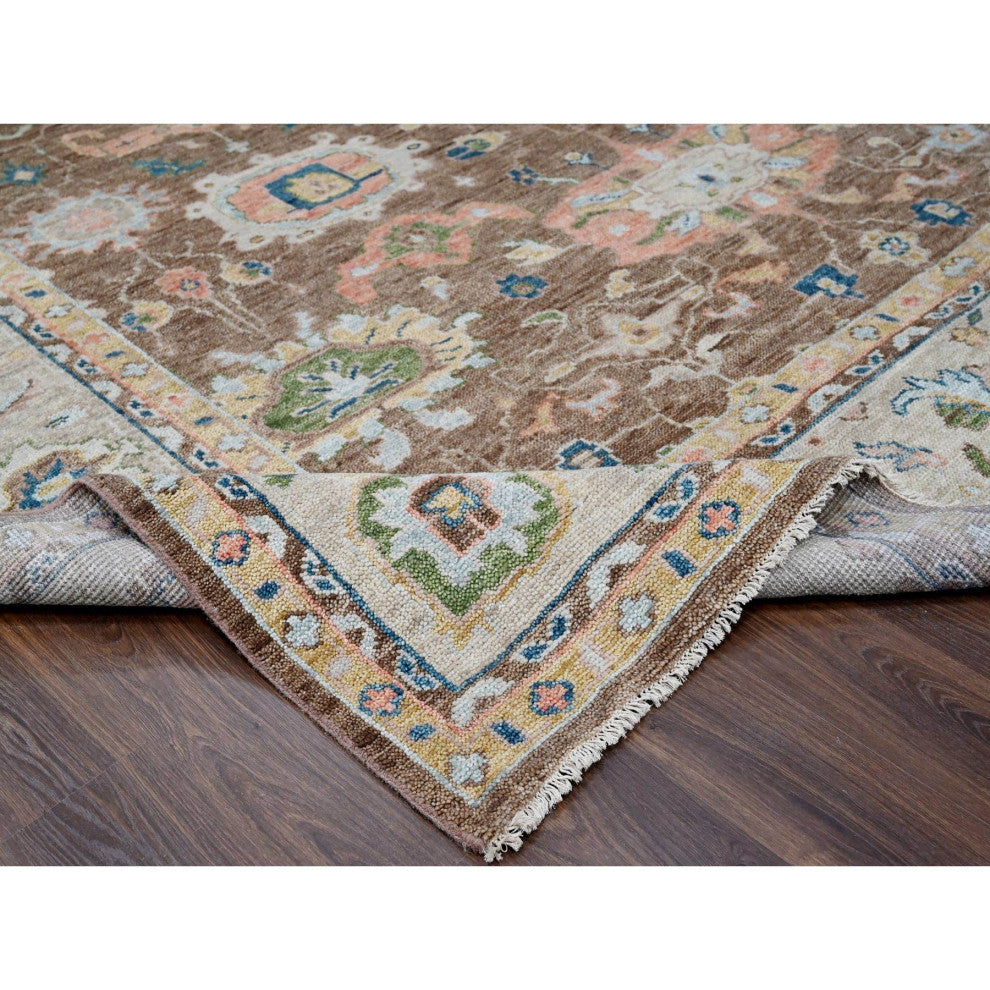 Camel Brown Oushak Design Hand Knotted Wool Oversize Oriental Rug  12'x17'9"