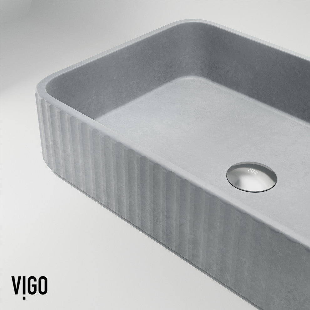 Windsor 21"L x 14"W Concrete Vessel Sink and Ashford 11"H Faucet Set
