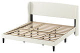 Upholstered Wingback Platform Bed, King, White