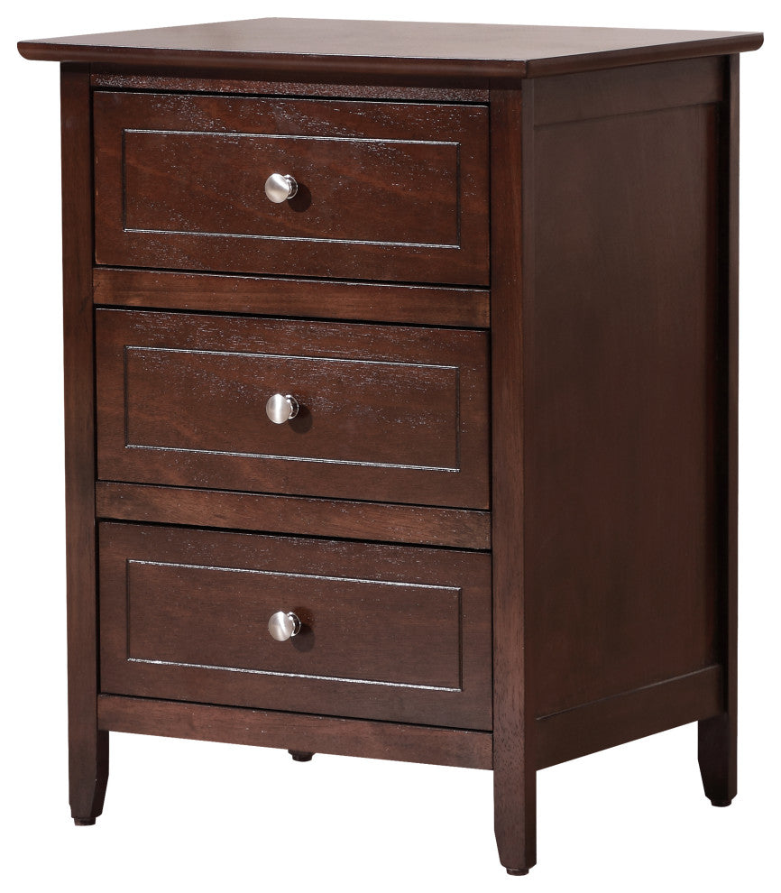 Drake 3-Drawer Nightstand, Cappuccino