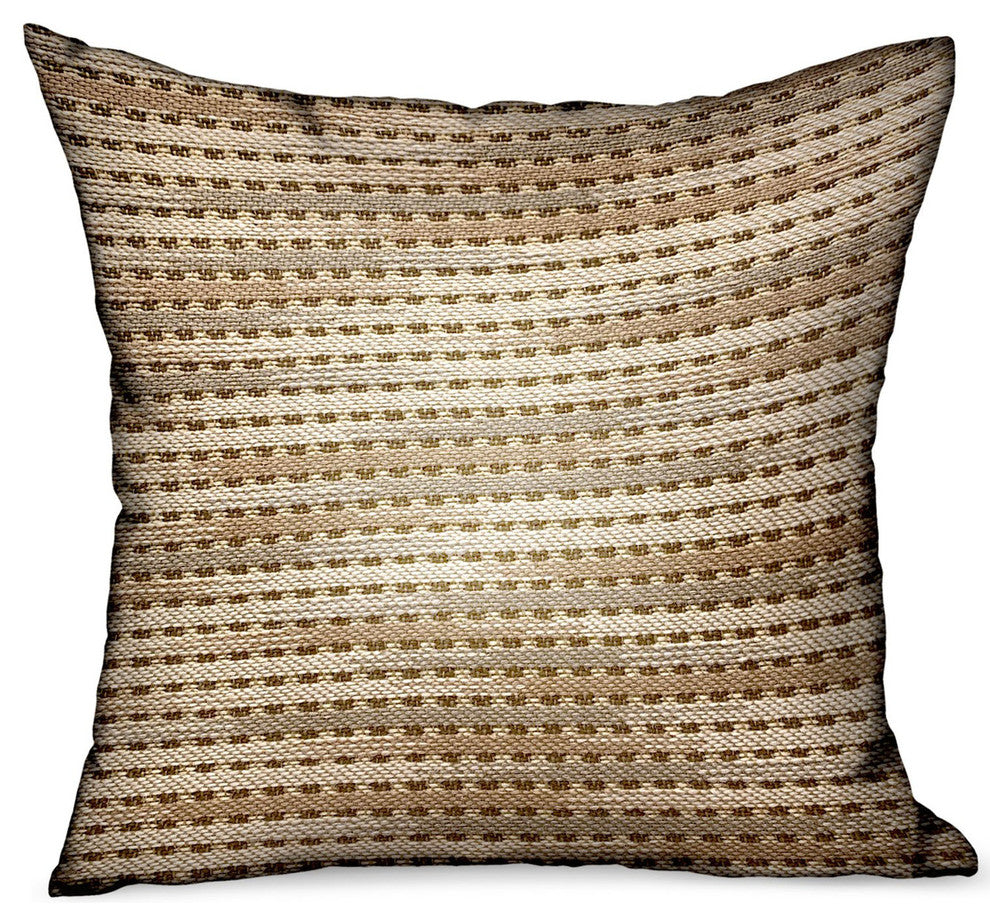 Plutus Tawny Edge Brown Stripes Luxury Outdoor/Indoor Throw Pillow, 22"x22"
