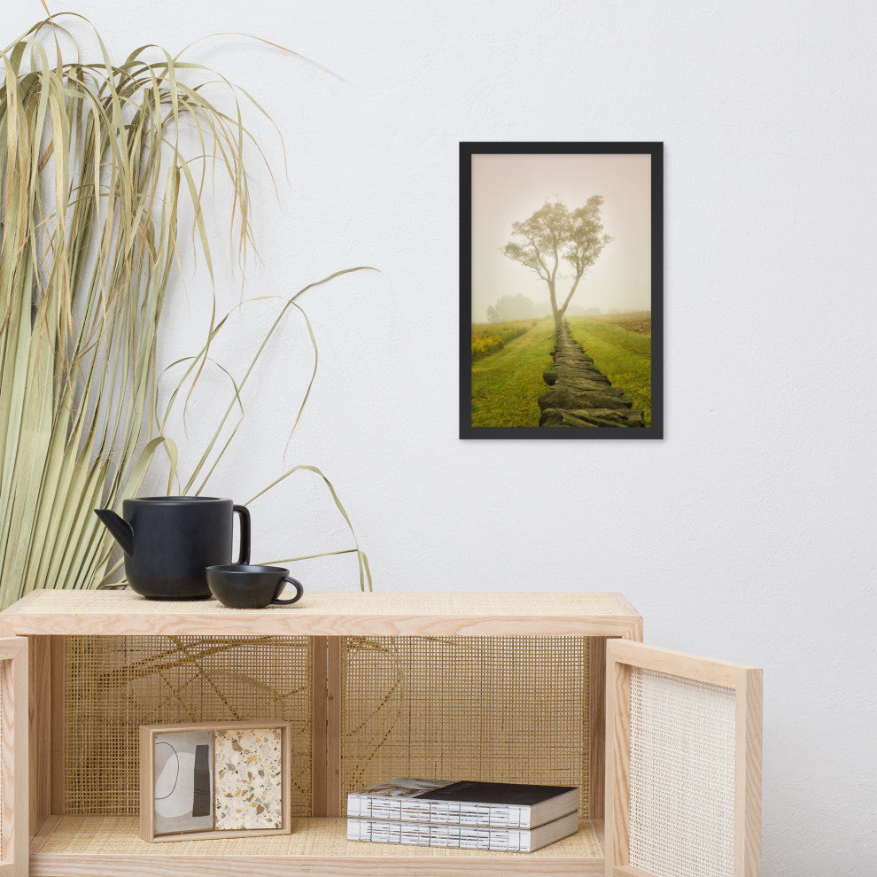 Calming Morning Rural Landscape Framed Photo Paper Wall Art Prints, Black, 12" X 18"