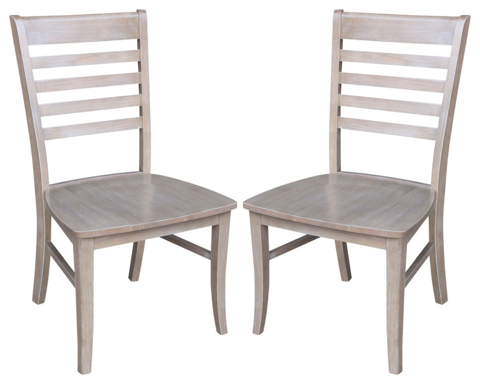 Set of Two Roma Ladderback Chairs, Washed Gray Taupe