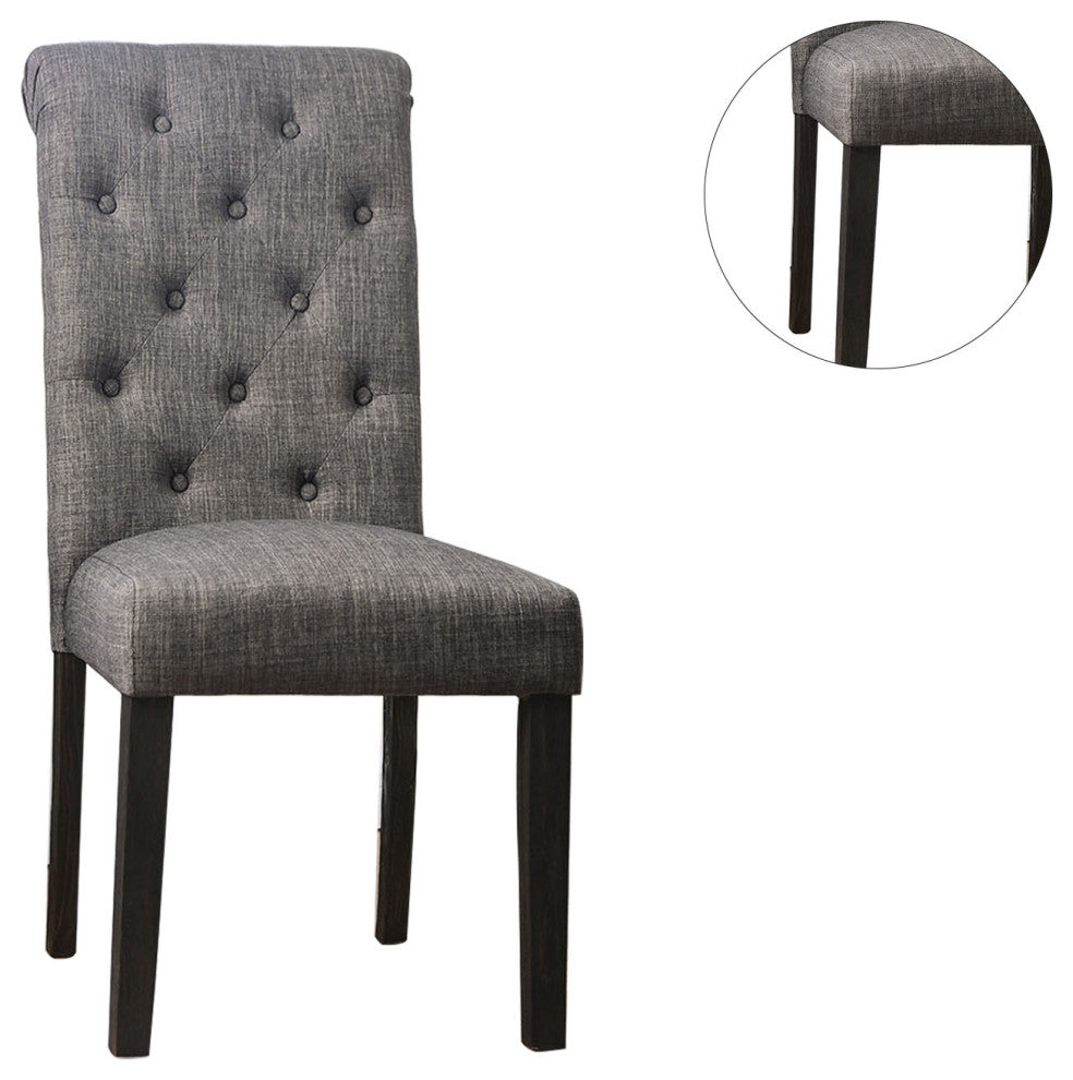 Set of 2 Dining Chairs, Antique Black and Gray