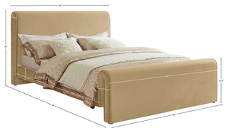 Sloan Black Velvet Full Bed, Camel, Queen