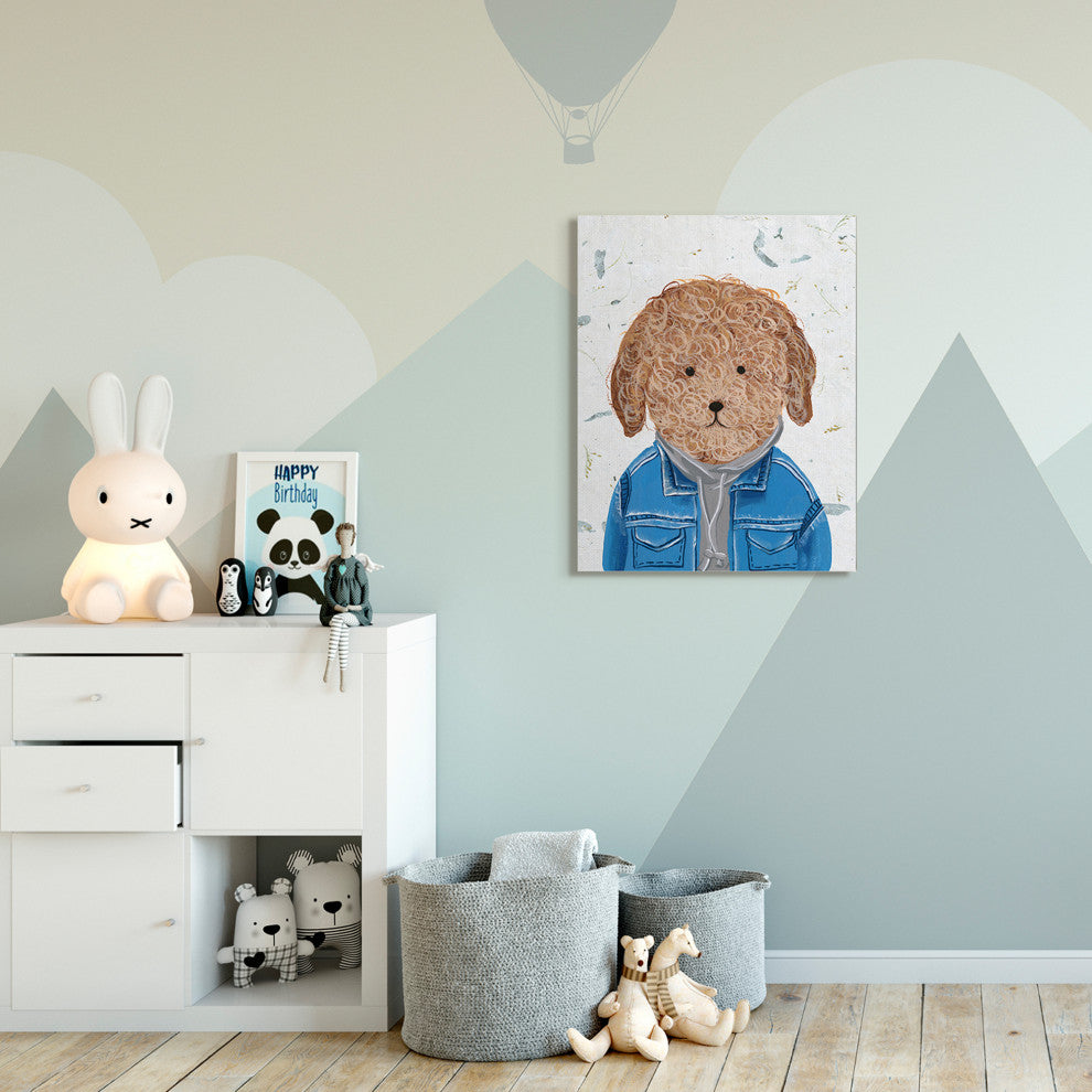 Hipster Dog Sweatshirt Poodle Funny Animal Painting, 30"x40"