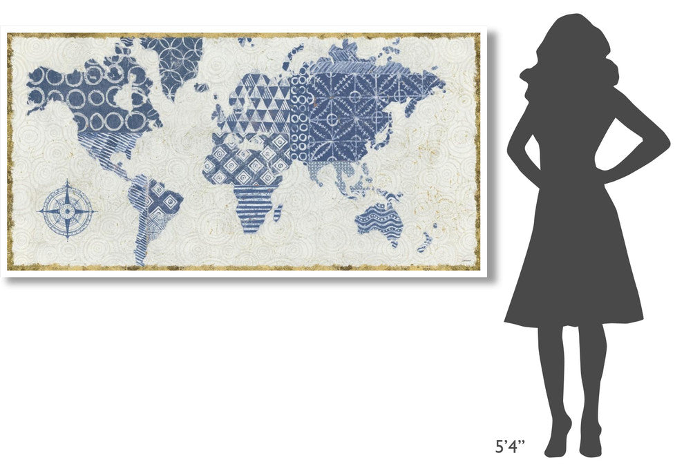 "Indigo Gild Map Maki" Digital Paper Print by Kathrine Lovell, 74"x38"