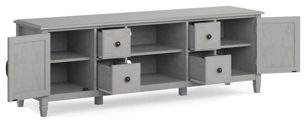 Connaught Solid Wood 72" Wide TV Stand For TVs Up To 80", Fog Grey