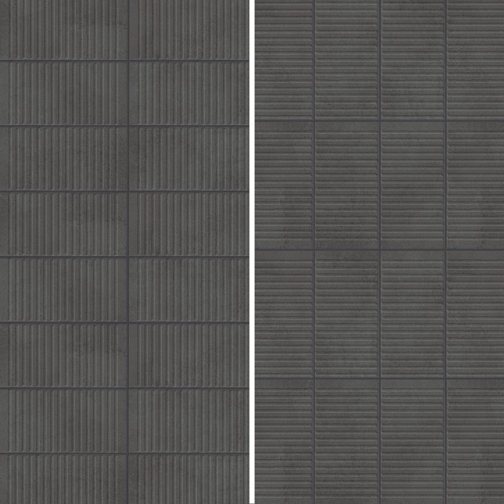 Kings Loft Black Fluted Ceramic Wall Tile