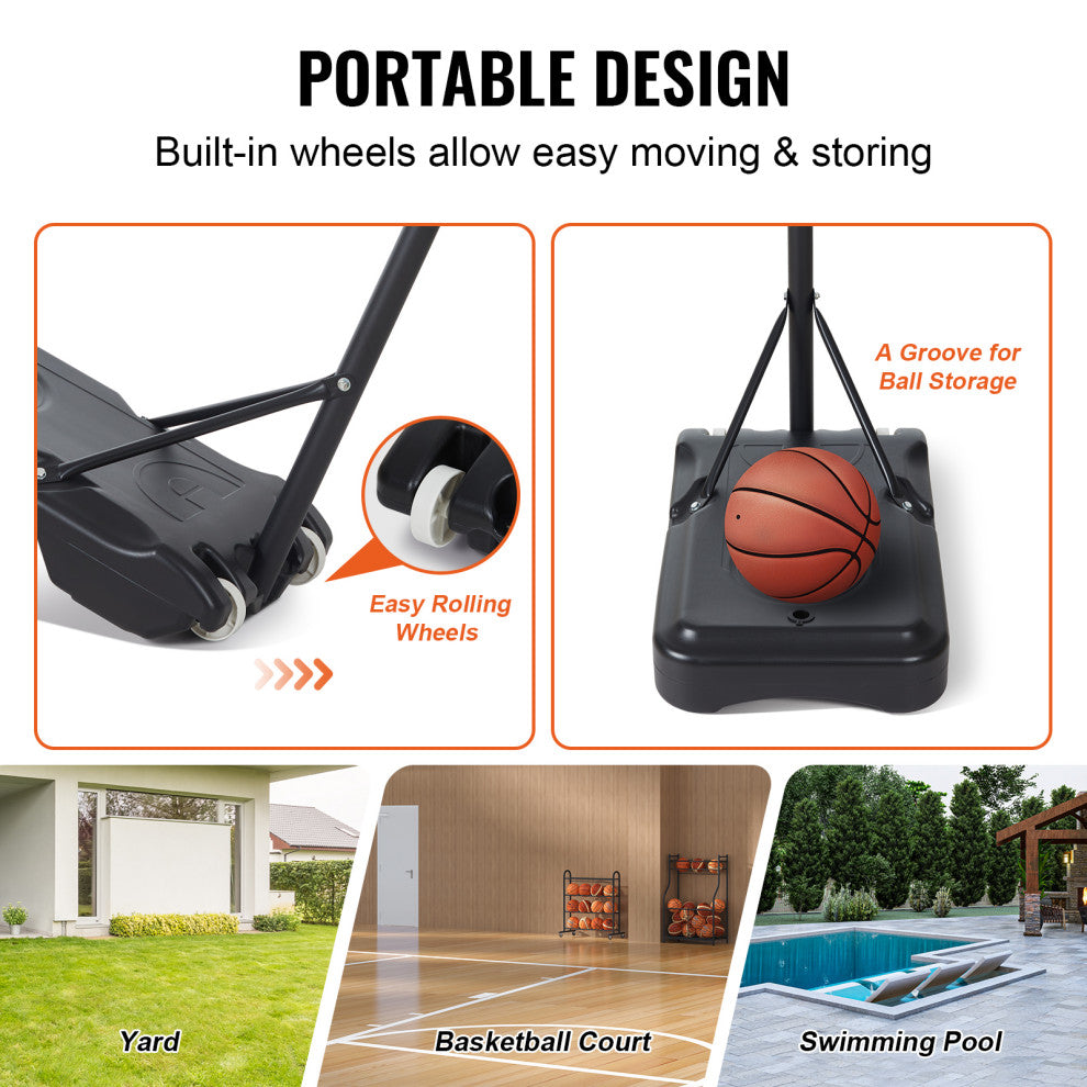 VEVOR 32" Basketball Hoop Adjustable Height Backboard System for Outdoor Indoor
