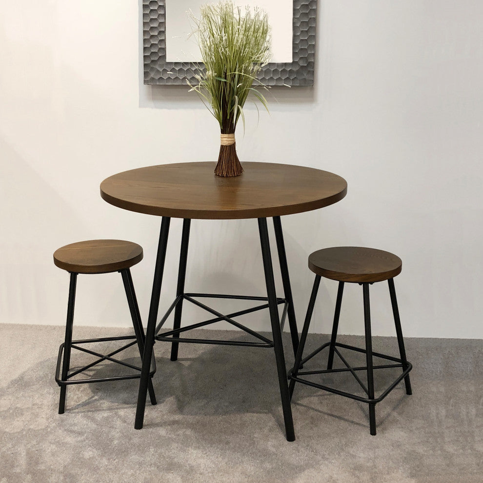 Illona 24" Counter Height Stool Set of 2, Elm/Black