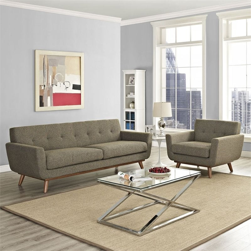 Modern Oatmeal Engage Armchair and Sofa, 2-Piece Set