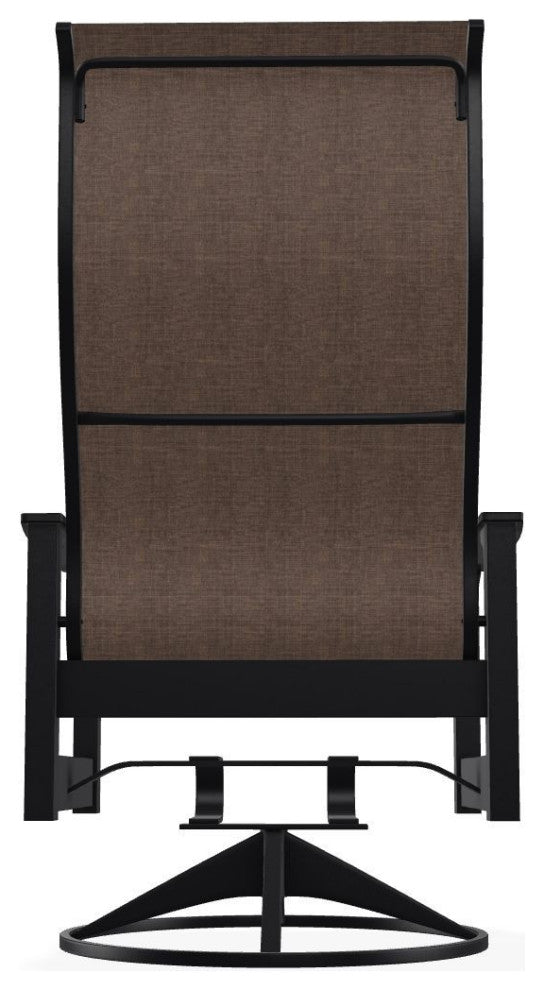 Leeward Sling Outdoor Swivel Rocker, Mocha/Black