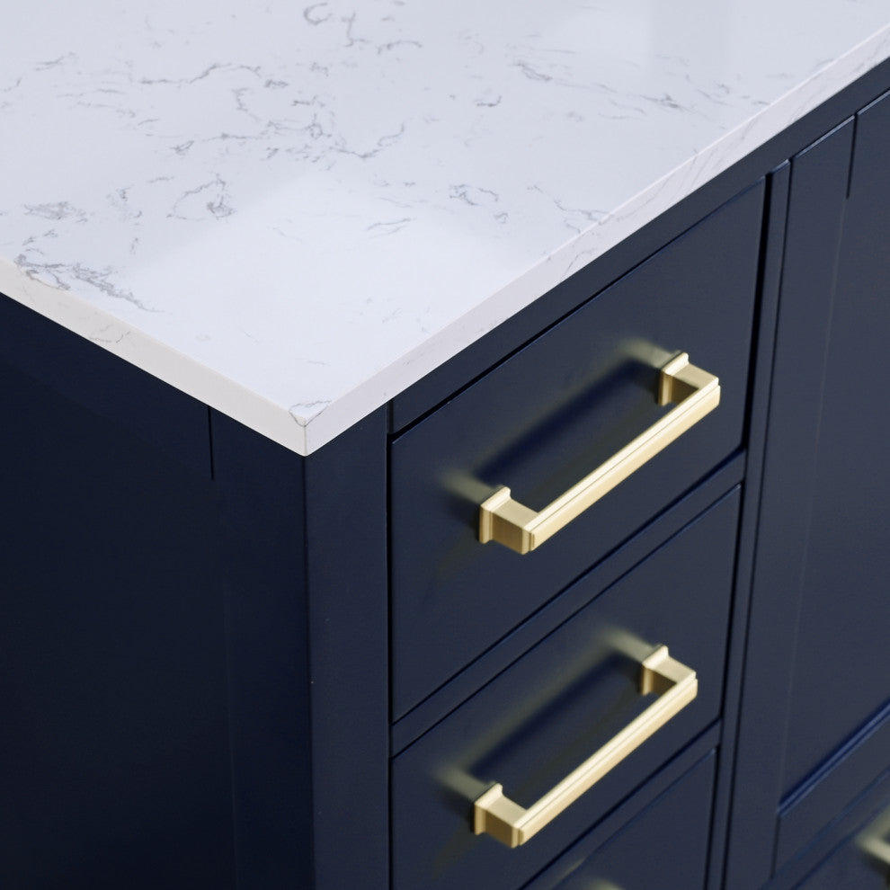48" Bathroom Cabinet Countertop Set, Blue, Center