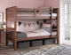100% Solid Wood Mission Twin Over Twin Bunk Bed, Mocha