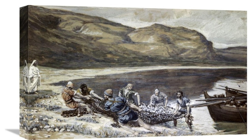"Second Miraculous Draught of Fishes" Canvas Giclee by James Tissot, 22"x13"