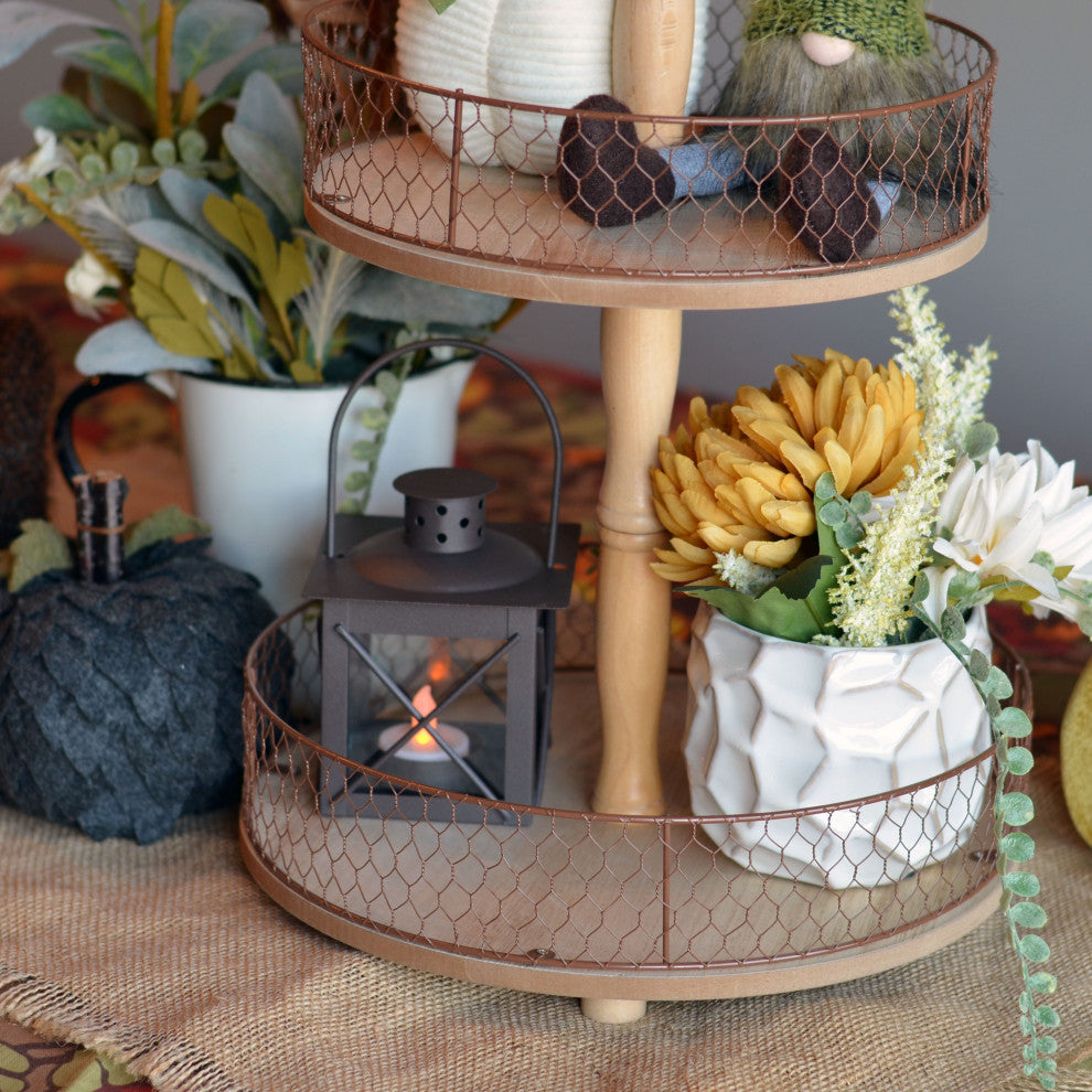 Chicken Wire Rustic 3 Tier Stand, 27.5 Inches
