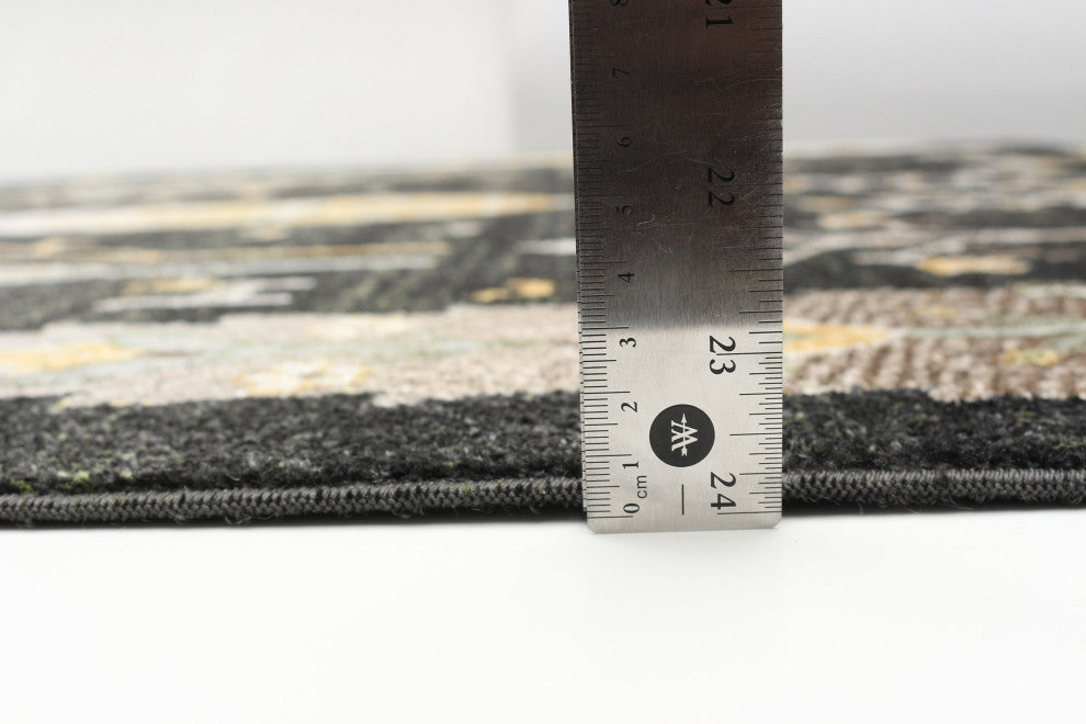 Aqua Pine Area Rug, Black, 5'x7'