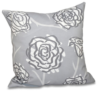 Spring Floral 2, Floral Print Pillow, Gray, 20"x20"