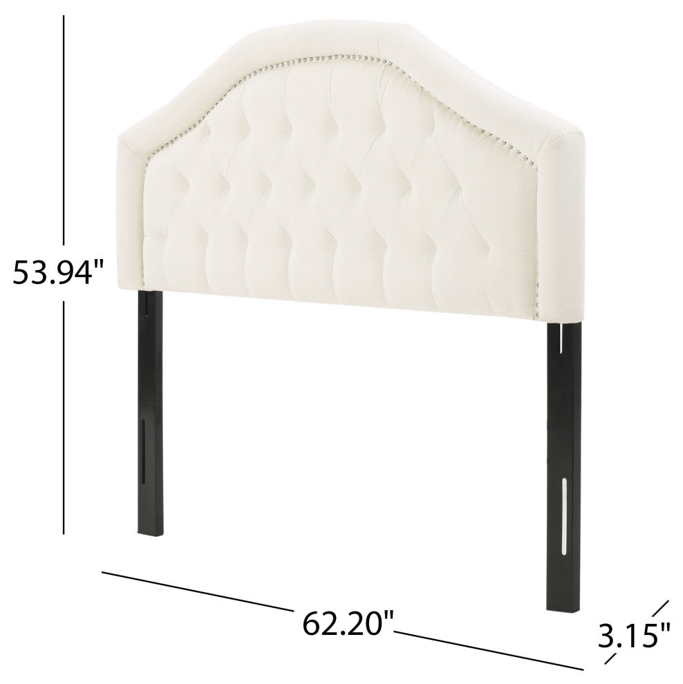 GDF Studio Kaarina Elegant Fabric Queen/Full Headboard, Ivory