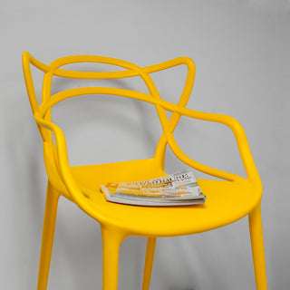 Mod Made Modern Plastic Loop Dining Chair, Set of 2, Yellow