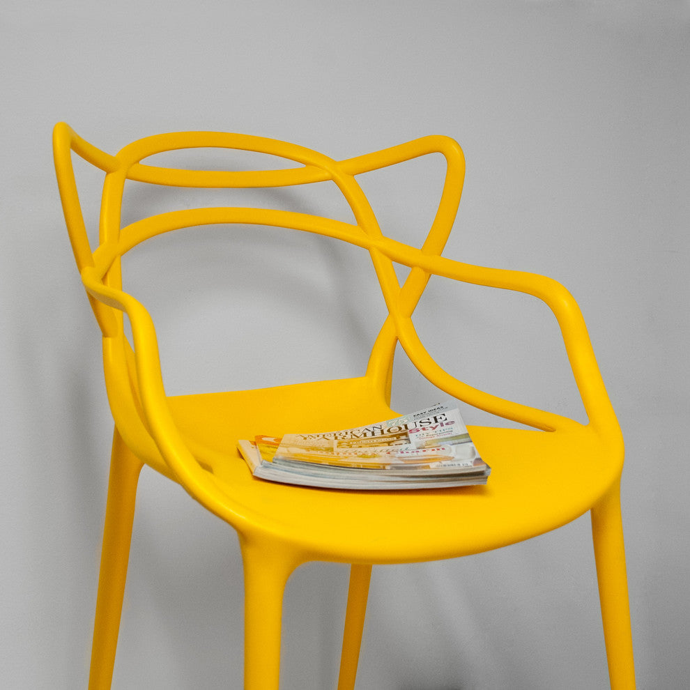 Mod Made Modern Plastic Loop Dining Chair, Set of 2, Yellow