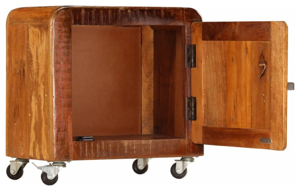 vidaXL Cabinet Accent Table with 1 Door and 4 Casters Solid Reclaimed Wood