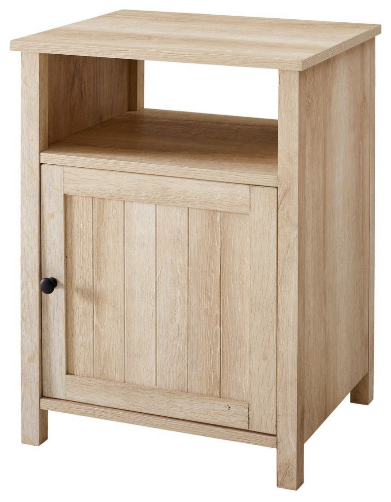 Walker Edison 18" Grooved Door Side Table, White Oak