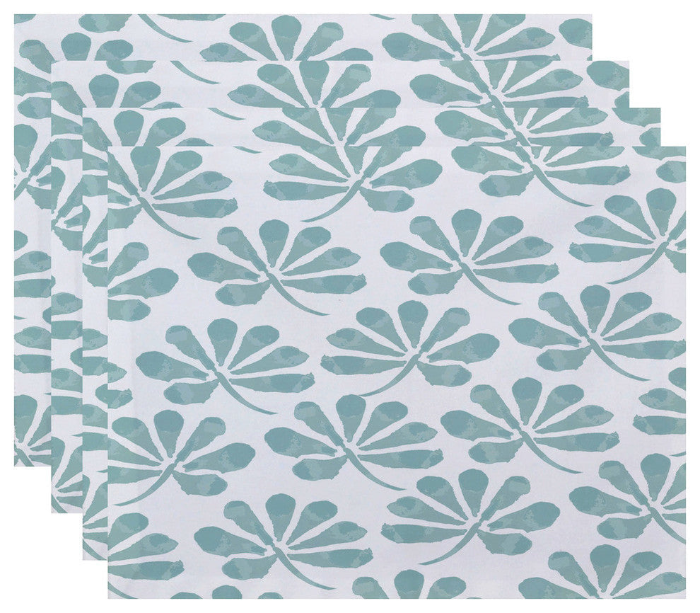Ina, Floral Print Placemat, Aqua