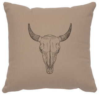 Image Pillow 16x16 Bull Skull Cotton Alabaster