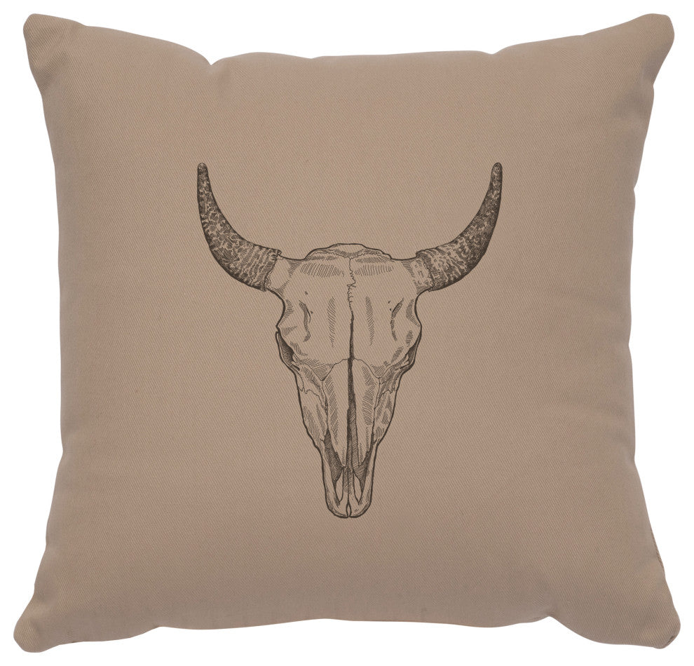 Image Pillow 16x16 Bull Skull Cotton Alabaster