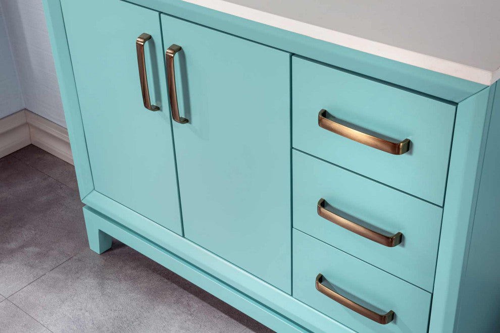 Fabia Collection 42" Bathroom Vanity With Sink, Mirror, Countertop, Turquoise