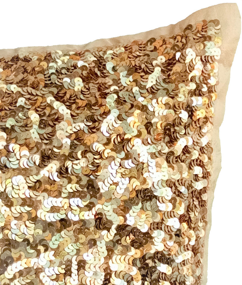 Gold Decorative Pillow Covers 22"x22" Silk, Golden Sparkle