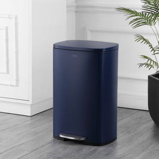 Connor 13-Gallon Trash Can With Soft-Close Lid and Mini Trash Can, Navy