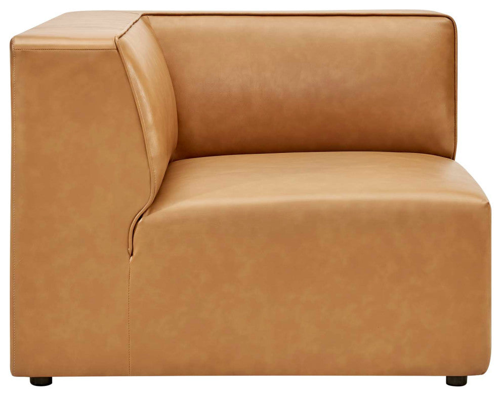 Sofa Corner Chair, Faux Vegan Leather, Tan, Modern, Living Lounge Hospitality