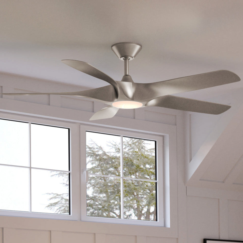 Luxury Transitional Ceiling Fan, Hand-Painted Silver