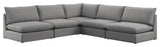 Mackenzie Linen Textured Fabric 5-Piece Modular L-Shaped Sectional, Grey