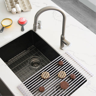 Stylish Multipurpose Over Sink Roll-Up Dish Drying Rack, White