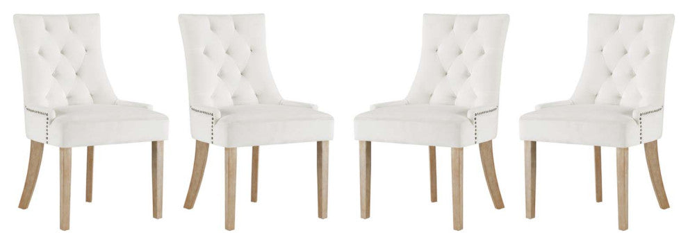 Pose Dining Chair Velvet Set of 4, Ivory