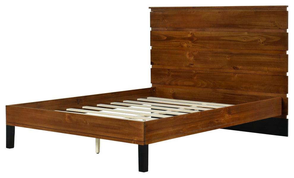 Gewnee Modern Solid Wood Bed Frame Queen Size Platform Bed