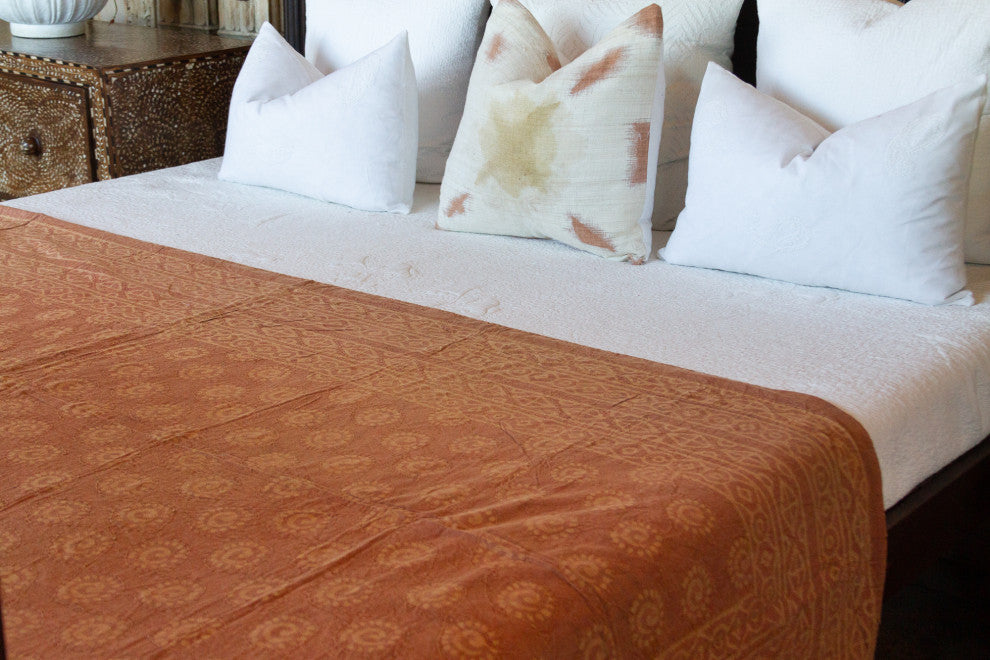 Radiant Sun Block Print Cotton Indian Blanket