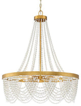 Crystorama Lighting Group FIO-A9104-WH Fiona 4 Light 27"W Beaded - Antique Gold