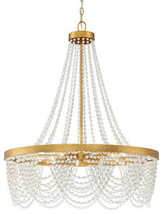 Crystorama Lighting Group FIO-A9104-WH Fiona 4 Light 27"W Beaded - Antique Gold